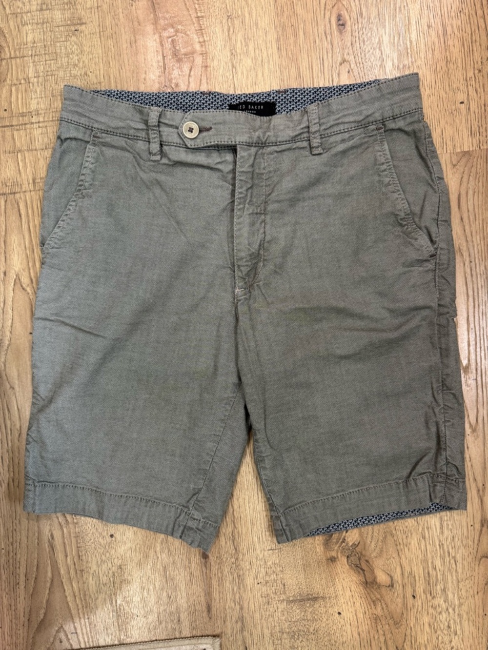 Ted Baker London Olive Green Flat-Front Men’s Shorts